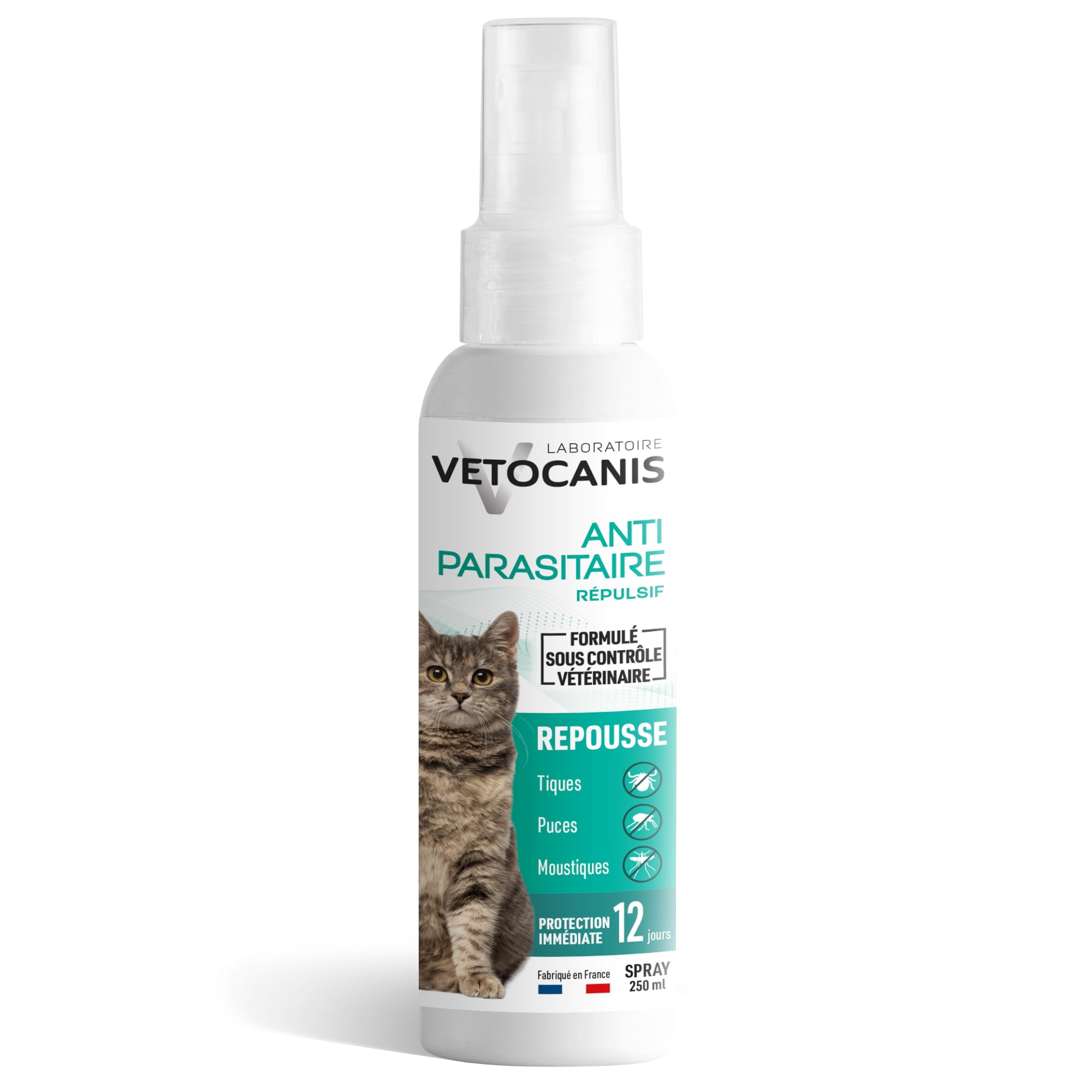 Spray Anti-Puces Chat Vetocanis - Protection Antiparasitaire pour Chat de plus de 3 Mois