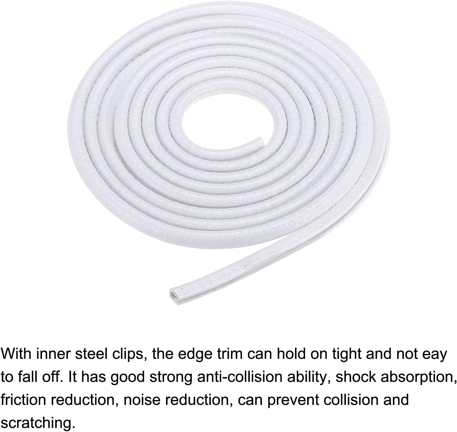 uxcell Edge Trim White U Shape Edge Protector Rubber with Steel Clips Fits 1/64"-1/16" Edge 8.2Ft/2.5Meter Length Door Edge Guards