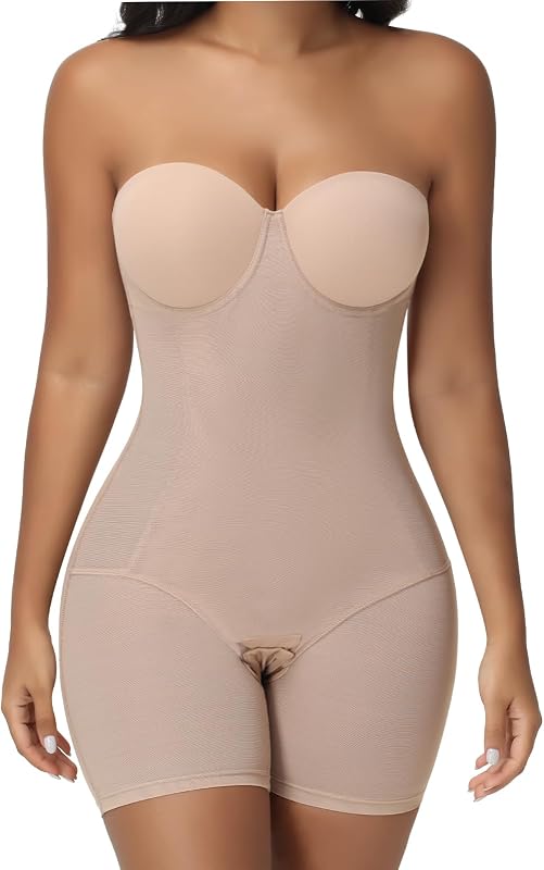 JOYSHAPER Strapless Shapewear for Women With Built In Bra Backless Bodysuit