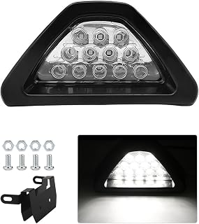 F1 Style Brake Light, Super Bright Warning Flash with 12 LED, Waterproof Triangle Rear Fog & Stop Light for Car, SUV, Truck (White)