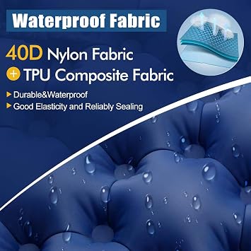 Portable Inflatable Spleeing Pad Waterproof Ultralight Sleeping Mat Self Inflating Compact Lightweight Camping Mat with Pillow Advanced Hand Press Sleeping Pad for Outdoor Backpacking Camping Hiking