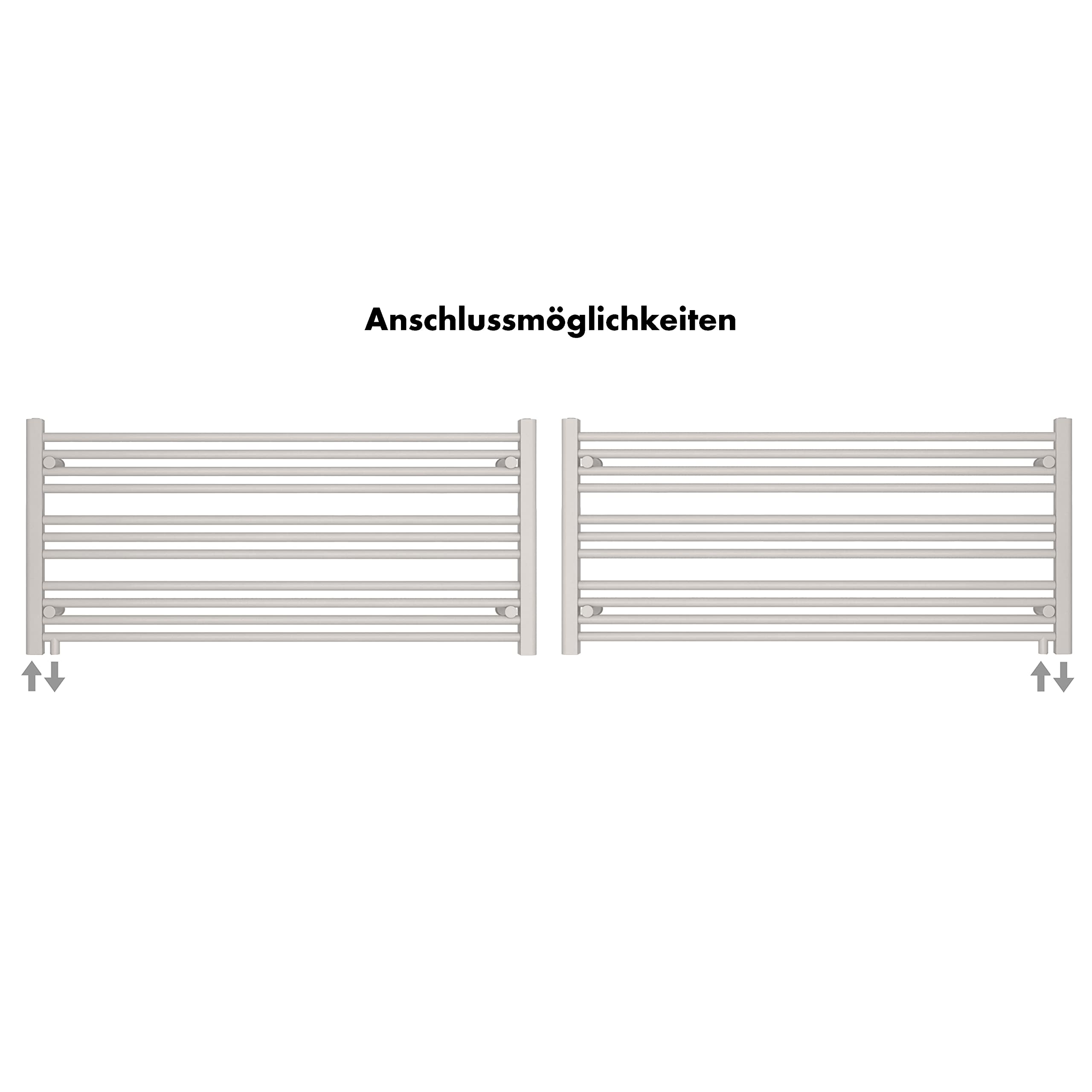SHV Badheizkörper Pegasus mit Seitenanschluss 1200 x 550 mm Weiß Handtuchheizkörper Stahl