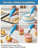 Vista 6 de Juego de bolsas y puntas de tubería, suministros de decoración de pasteles reutilizables con 2 bolsas reutilizables, 12 puntas de glaseado, 2