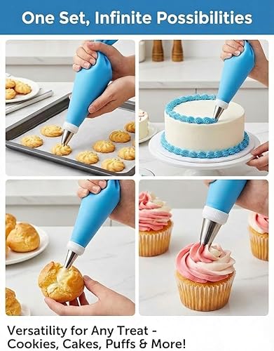 Miniatura 6 de Juego de Bolsas y Boquillas para Repostería, Kit de Decoración de Pasteles de 120 Piezas con 100 Bolsas Desechables para Repostería, Bolsa de