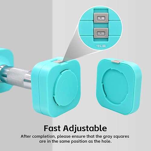 Miniatura 2 de Juego de mancuernas ajustables de 20 libras, juego de mancuernas 4 en 1, 4 libras, 6 libras, 8 libras, 10 libras, con mango antideslizante de metal