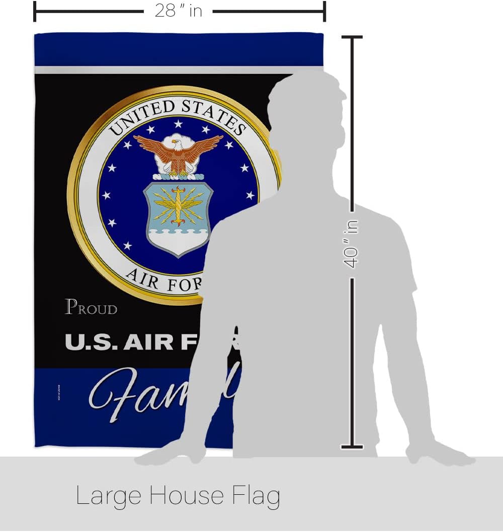 Air Force Proudly Family House Flag - Dowel Set Armed Forces USAF United State American Military Veteran Retire Official - Decoration Banner Small Garden Yard Gift Double-Sided Made in USA 28 X 40