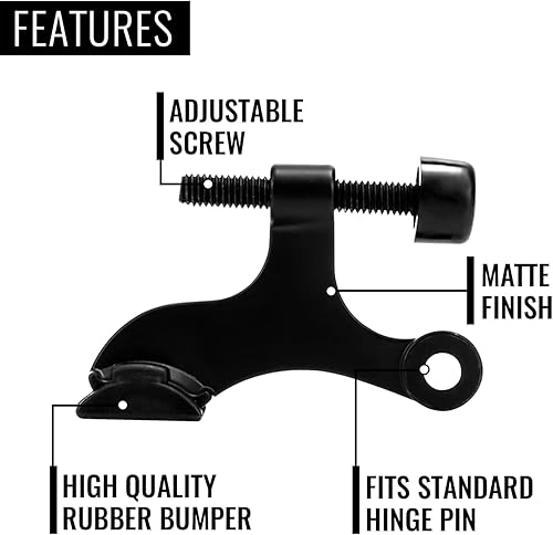 Miniatura 4 de DCC Home Decor - Paquete de 12 topes de puerta con pasador de bisagra, ajustable, resistente, protector de pared de 2.5 pulgadas de ancho con