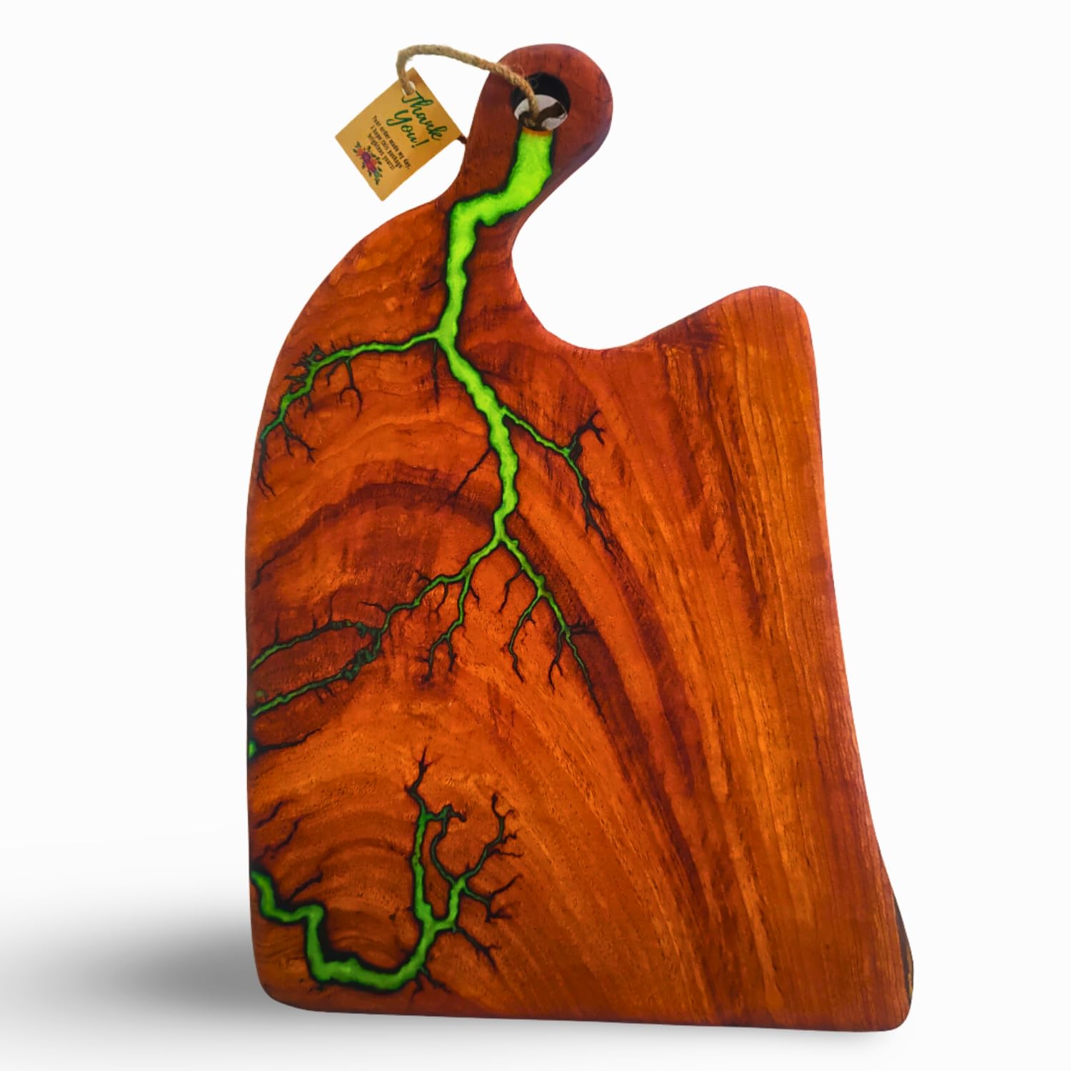 NAV KONSTEpoxy Wood Cutting Board 16" x 10.5" | Charcuterie, Chopping, Serving Platter | Lemon Green Resin | Kitchen Article