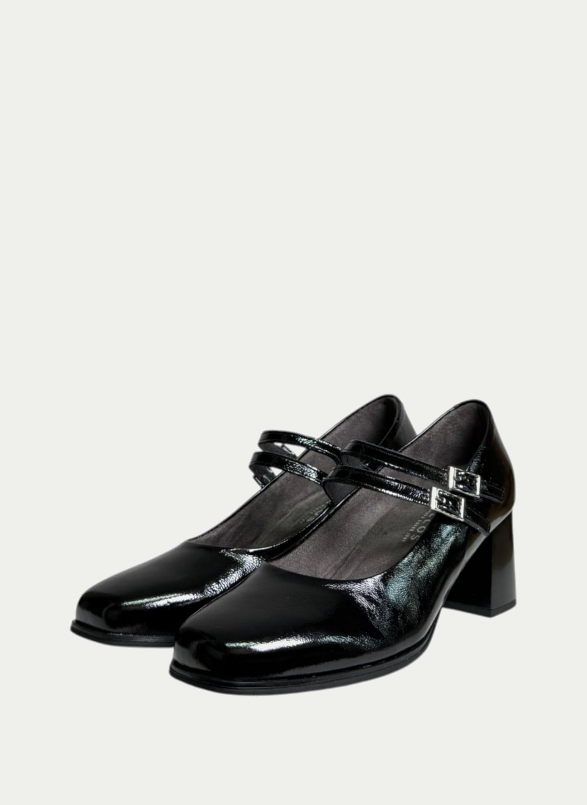 Pitillos - Mercedita Tipo Mary Jane,Striscia con chiusura a doppia fibbia,Ballerina in pelle,vernice,con brillante,tacco per: donna