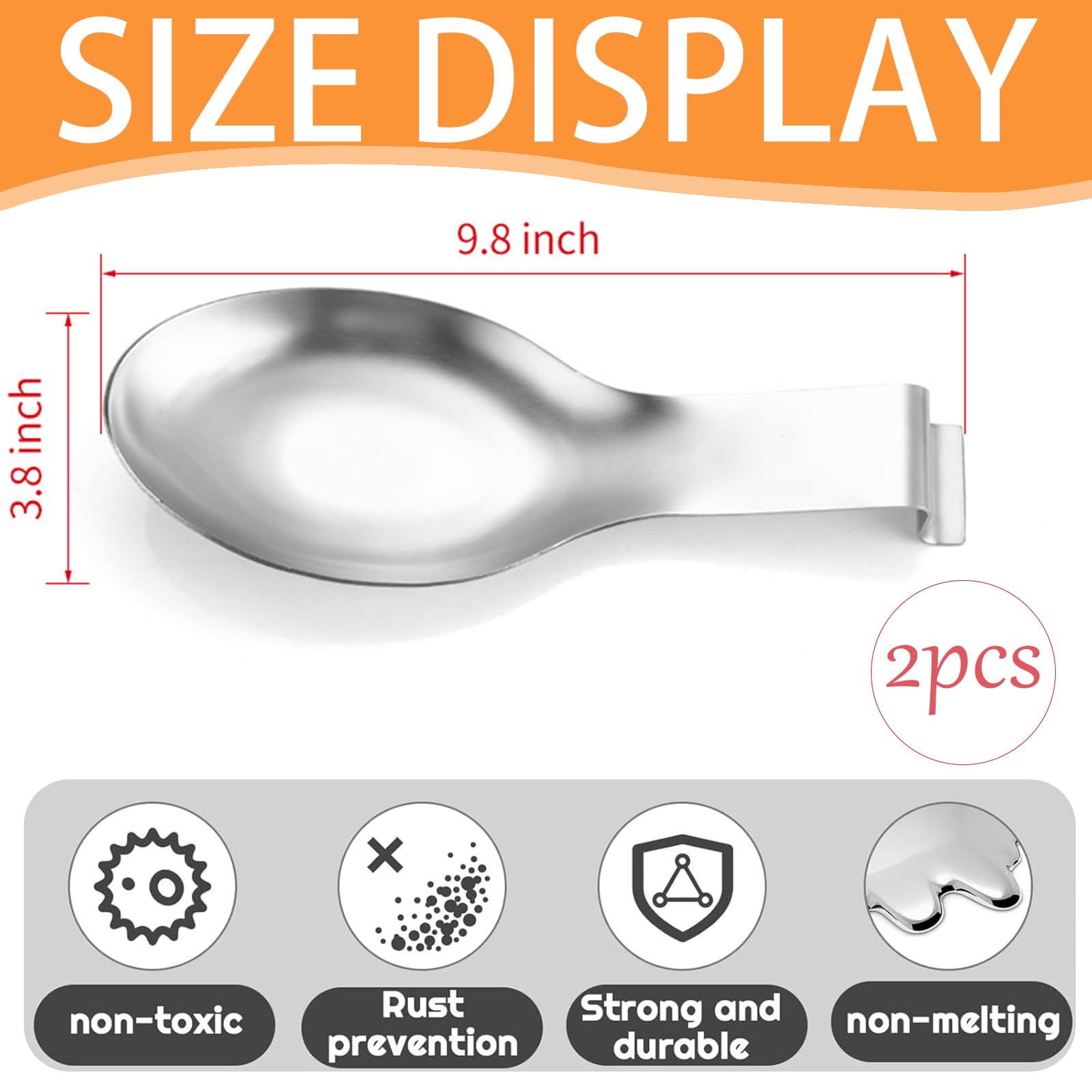 Repose Cuillère En Acier Inoxydable Multifonction, Porte-Cuillère Pour Cuisinière, Repose Cuillère à Chaleur De Cuisine, Argenté