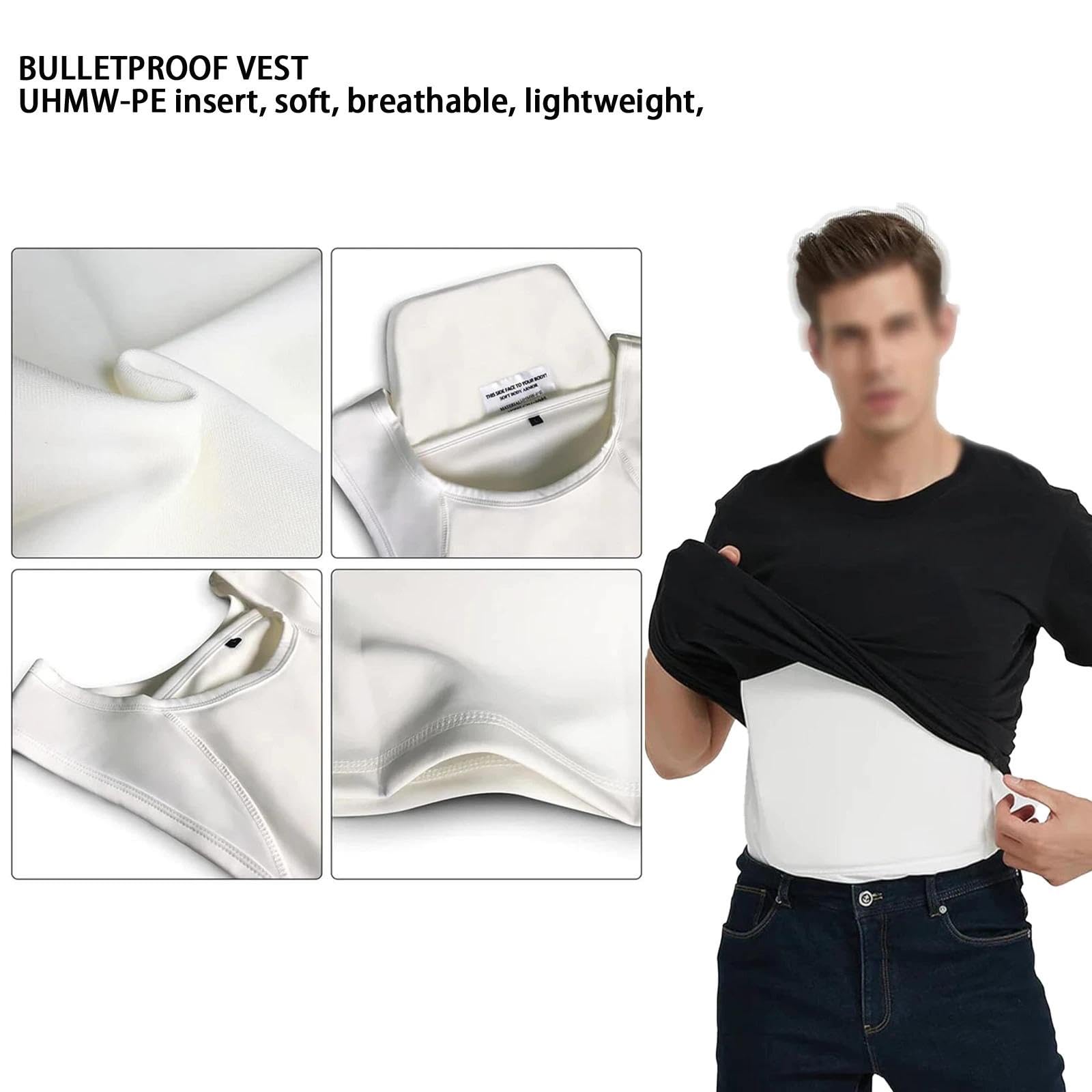 Kugelsichere Weste,Stufe Iiia, Schusssichere Weste Tragbar Super Bequeme, Stichfeste Westen, Leicht, Wasserdicht, Atmungsaktiv Weiches Ballistisches Unterziehshirt Mit Uhmw-Pe Schutz Vorne Hinten
