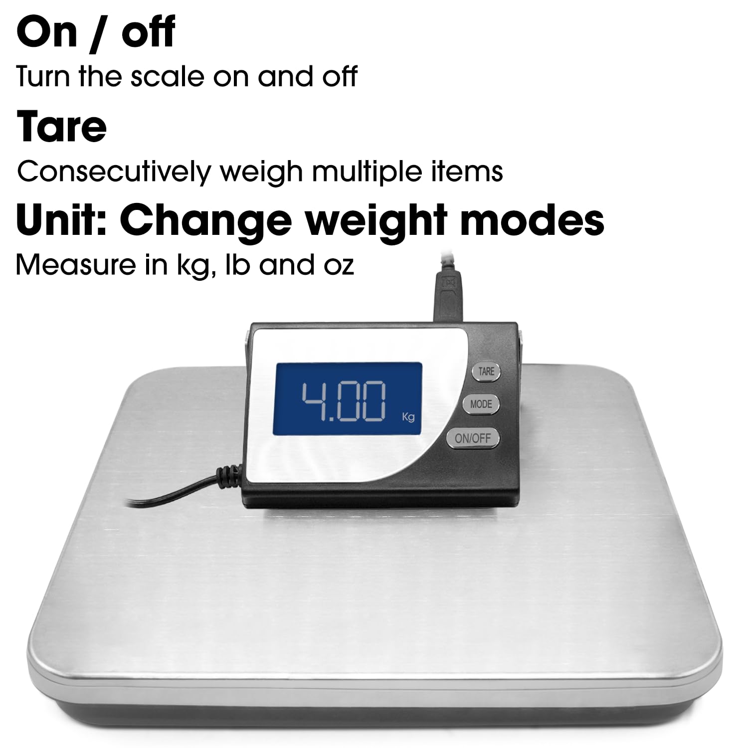 Futura - Bilancia digitale per pacchi da spedire, resistente, bilance postali elettriche, pesa fino a 100 kg con precisione di 100 g