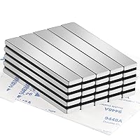 Vista 1 de TRYMAG - 25 paquetes de barras de imanes de neodimio resistentes de 60x10x3mm, tiras magnéticas fuertes de tierras raras con adhesivo de doble cara