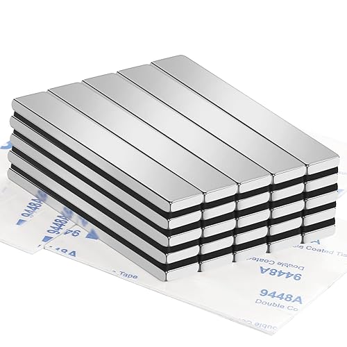 TRYMAG Paquete de 25 barras magnéticas de neodimio resistentes de 2.16 x 0.19 x 0.18 pulgadas, tiras magnéticas fuertes de tierras raras con