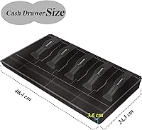 Vista 3 de Cajón de caja registradora para almacenamiento de dinero, bandeja de efectivo con 5 compartimentos para billetes/4 monedas para supermercados