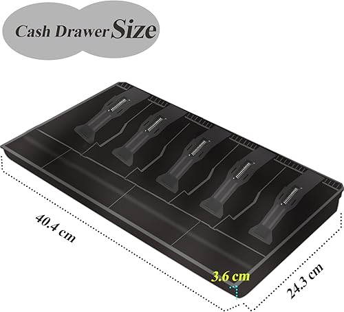 Miniatura 3 de Cajón de caja registradora para almacenamiento de dinero, bandeja de efectivo con 5 compartimentos para billetes/4 monedas para supermercados,