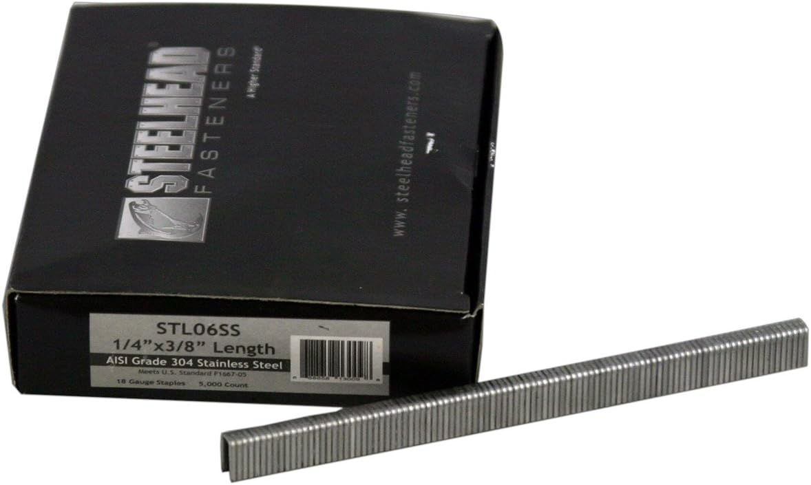 Steelhead STL06SS 18-Gauge 1/4" x 3/8" Stainless Steel Staples, 5000-Pack