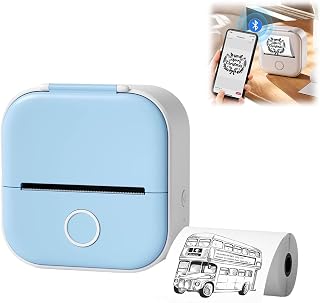 Homezo Mini Sticker Printer, Portable Bluetooth Thermal Sticker Maker Machine, T02 Instantly Smart Pocket Photo Printer, Mini Receipt Printer Compatible with iOS & Android, for DIY Scrapbook (A)