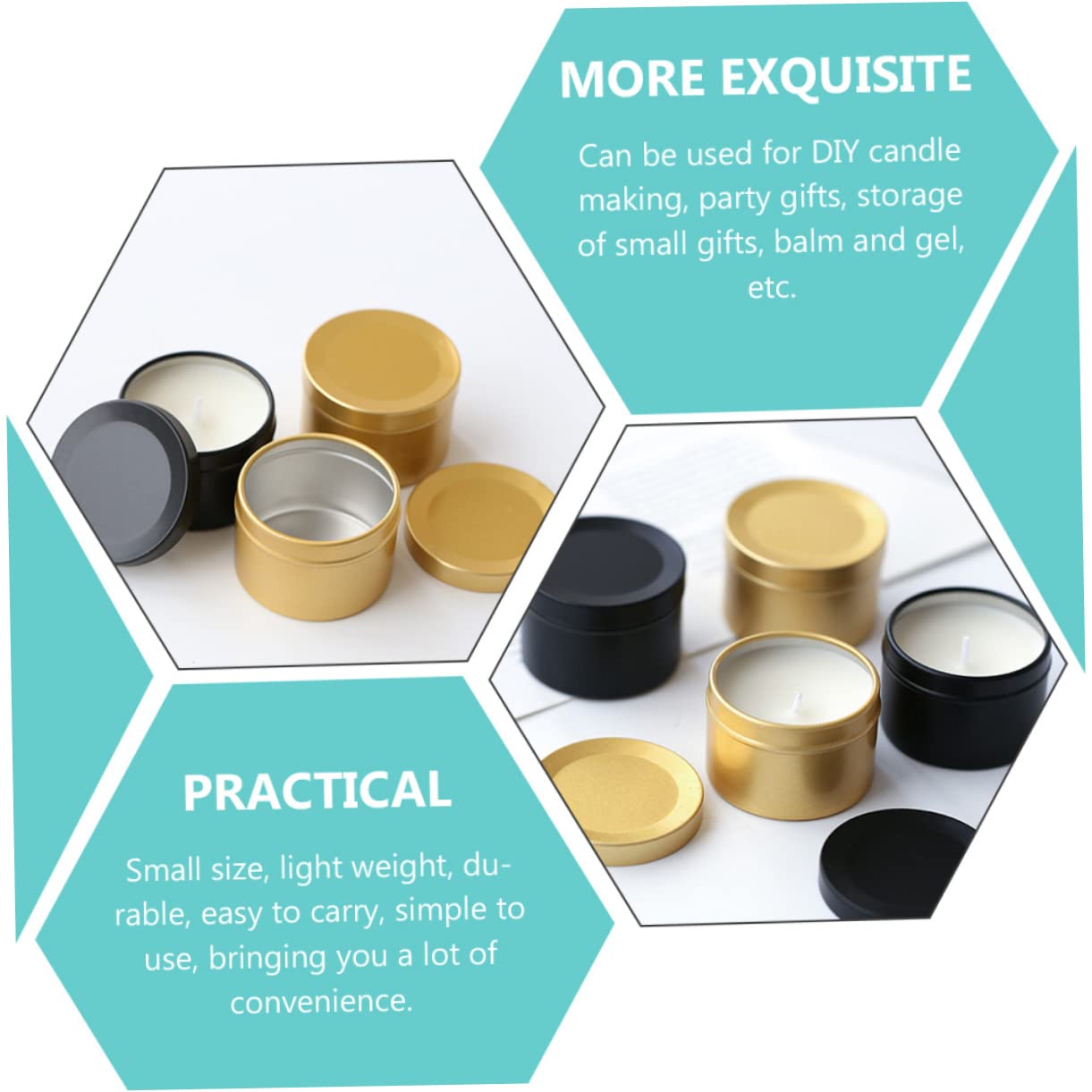 Housoutil 6pcs Aluminum Candle Containers for Projects Sealed Jars for Creams and and Lightweight Storage Cans for Candle Making and Crafting