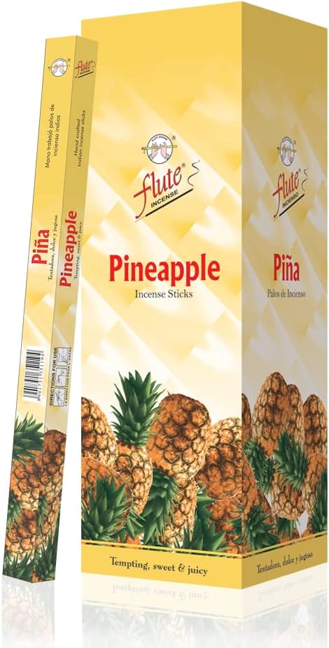 Flute Pineapple Incense Sticks - Square Pack of 200 Sticks - Pineapple Fragrance - Tropical Paradise in Every Whiff