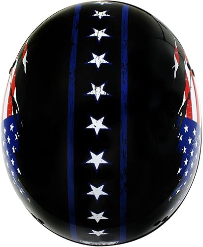 Miniatura 2 de Hot Leathers HLD1051 - Casco para motocicleta con diseño de bandera de Estados Unidos (estrella y rayas), color negro brillante, para hombres y
