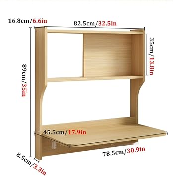 Wall Mounted Folding Drop-Leaf Table, Wall Mounted Folding Table For Small Spaces, Floating Desk For Wall, Folding Design, Installation At Will, Suitable For A Variety Of Scenarios(White maple color)