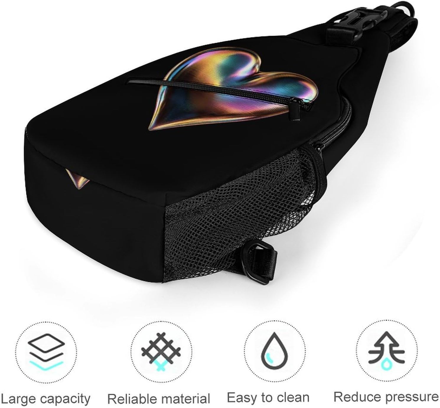 Rainbow Funny Heart Casual Sling Bag Backpack Shoulder Daypack image 5