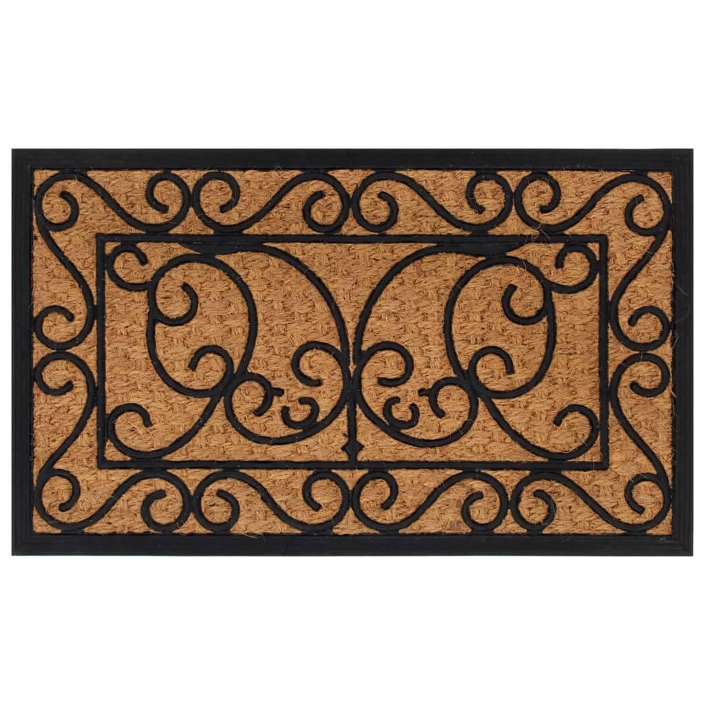 Rechteckige Fußmatte 45x75 cm aus Gummi und Kokosfaser, schmutzfang für Hauseingang, rutschfest mit saugfähigen Fasern, für innen und außen Terrasse Balkon Garten