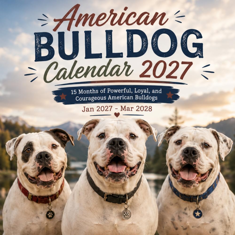 American Bulldog Calendar 2027: 15 Months of Powerful, Loyal, and Courageous dogs Jan | 27 – March 2028