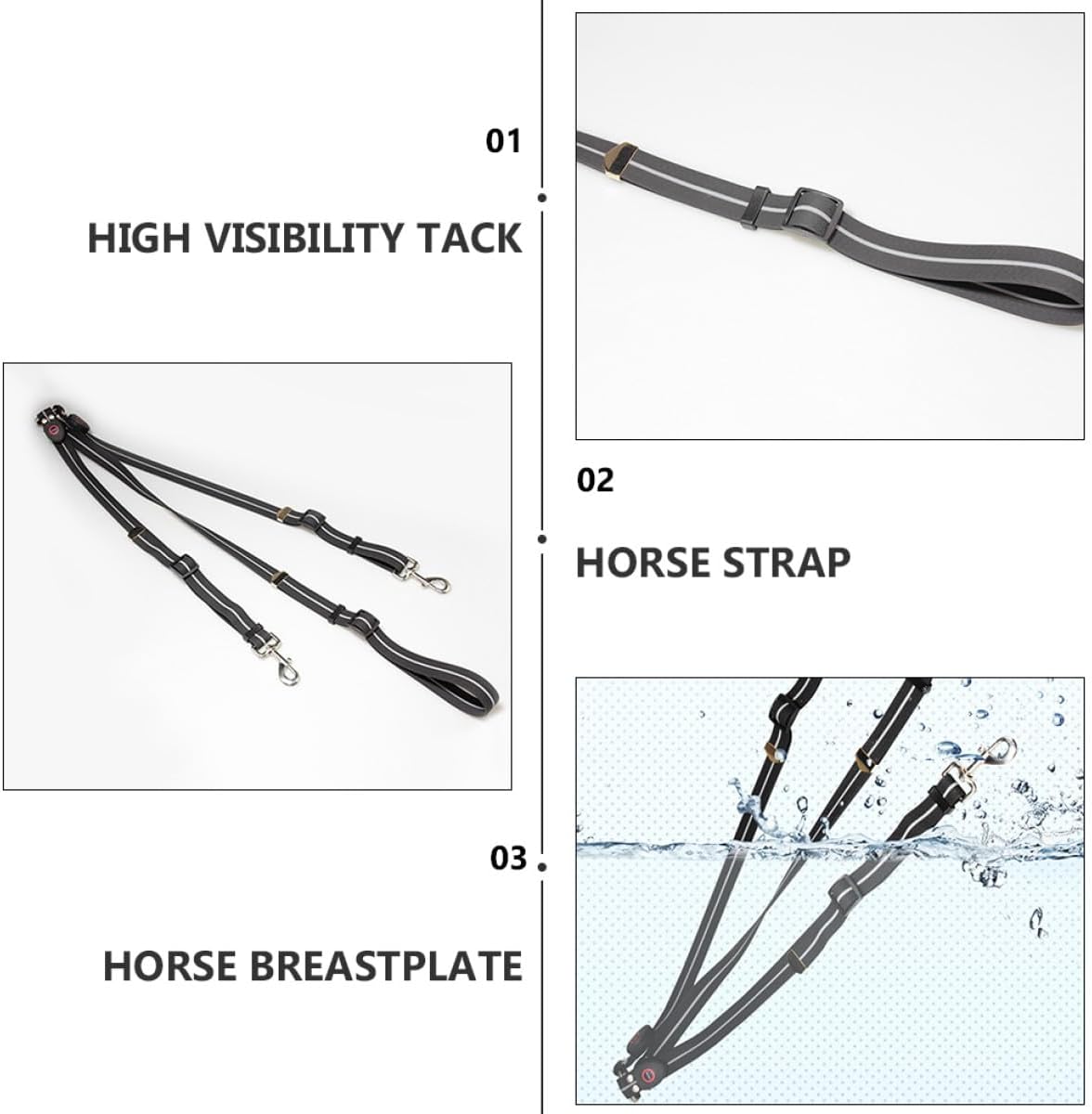 LED Glowing Horse Breastplate and Pulling Rope Waterproof Rechargeable Equestrian Strap High Visibility Tack for Night Riding and Training Style