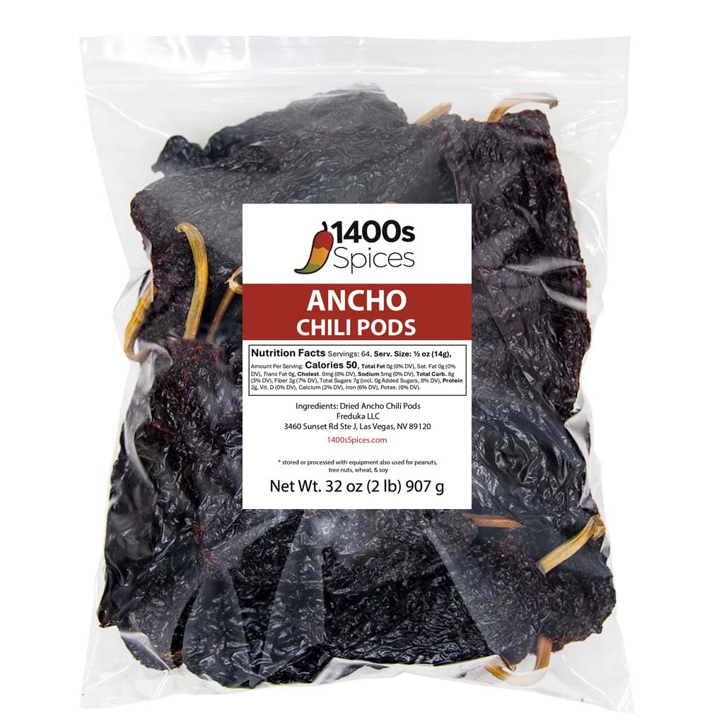 2lb Ancho Chili Dried Peppers Bulk, Food Service by 1400s Spices