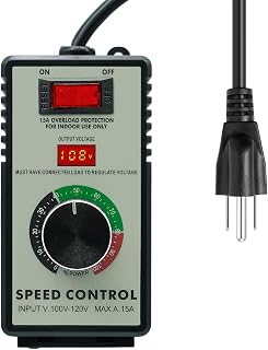Motor Speed Controller 120V AC 15A Max 4000W Variable Speed Controller Electronic Voltage Regulator with LED Display Screen and Overload Protection Switch for Electric Fan Tool