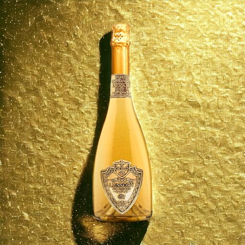 Image of Lussory Premium Gold 24 Karat Champagne, Brut Alternative Bubbly Dealcoholized 0.0% Non Alcoholic Wine From Spain, Low Calories, Low Sugar, Halal (750ml, 6 Bottle)