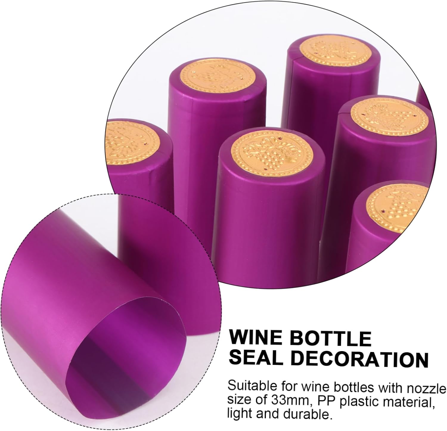LABRIMP 100pcs Wine Bottle Seal Film Heat Shrink Wrap Pink Caps Red Wine Bottle Shrink Seal Bottle Caps