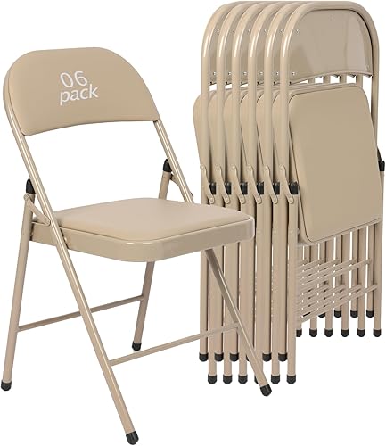 Miniatura 14 de Juego de 6 Sillas Plegables Blancas Acolchadas - Cómodas Sillas Apilables Portátiles para Interior y Exterior, Eventos, Fiestas, Oficina, Boda