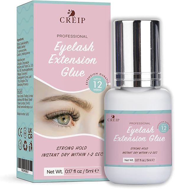 Creip Eyelash Extension Glue for Eyelash Lifting or False Eyelashes, Extensions Glue 1-2 Sec Drying Time, Retention - 7 weeks 1