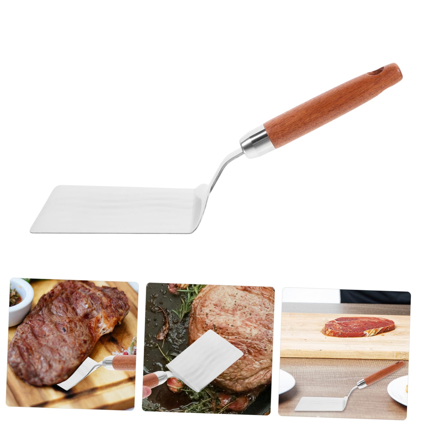 Ciieeo 4stücke Edelstahl Grillspachtel Mit Holzgriff Hochwertiger Pfannenwender Für Steak Pfannkuchen Und Pizza Hitzebeständig Rutschfeste Oberfläche Spülmaschinengeeignet