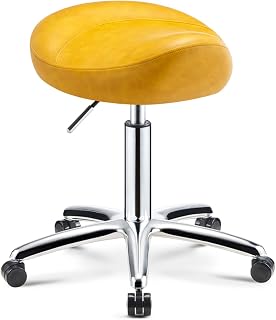 Swivel Stools,Saddle Stool Ergonomic,Dental Stool Dentist Chair with 360 Degree Rotation,Round for Hairdressing Massage Spa Salon Tattoo Dental Clinic Bar Studio (Yellow)