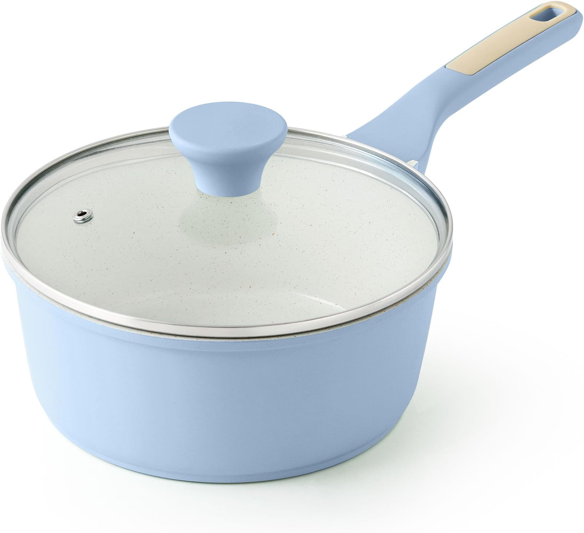 SENSARTE Ceramic Nonstick Saucepan with Lid 1.5 QT, PTFE/PFAS Free, Blue