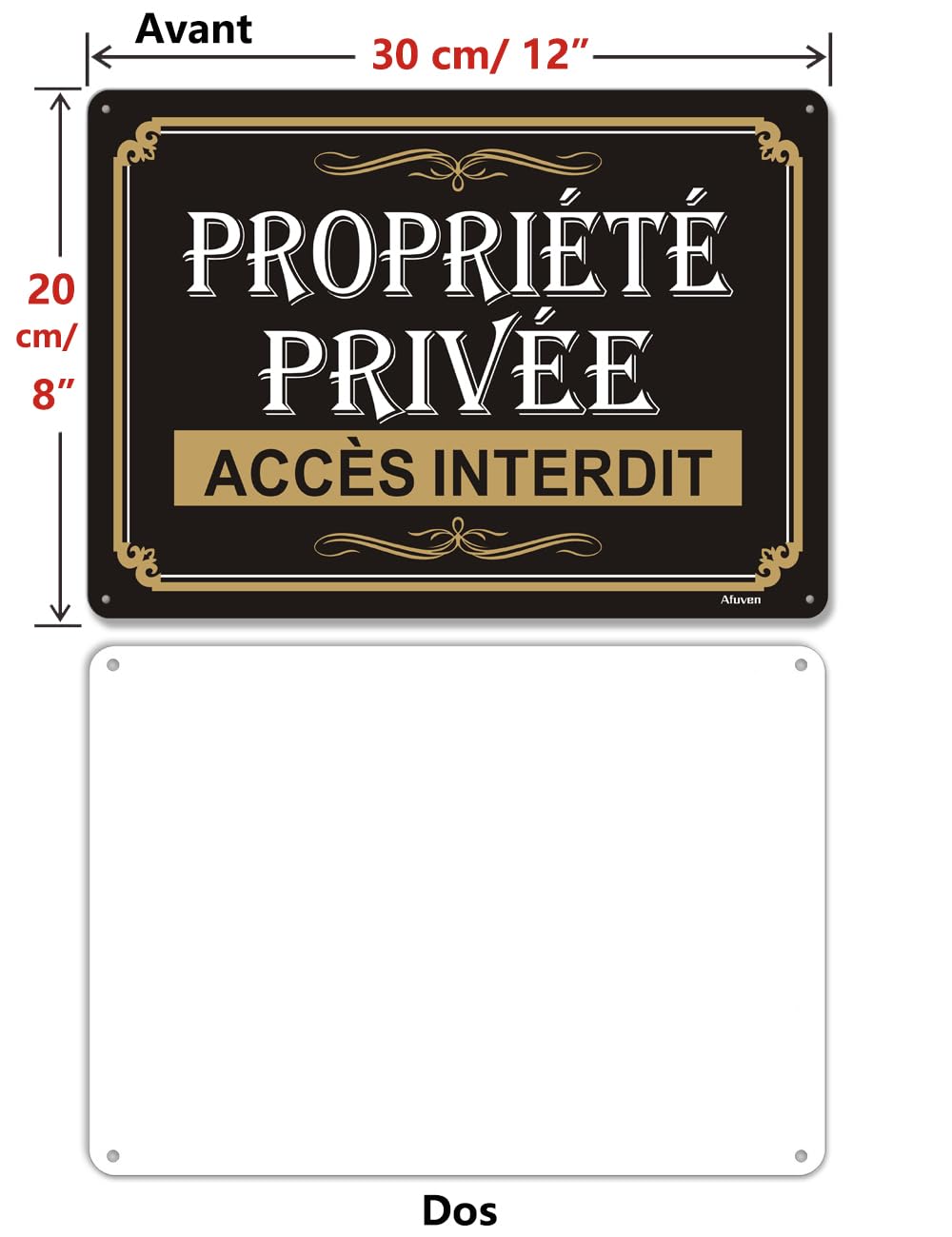 Warnschilder für Privateigentum, 30 x 20 cm, verbotener Zugang zum Privateigentum, Aluminium, UV-Schutz, sehr robust im Außenbereich, für Innen- und Außenbereiche, 2 Stück