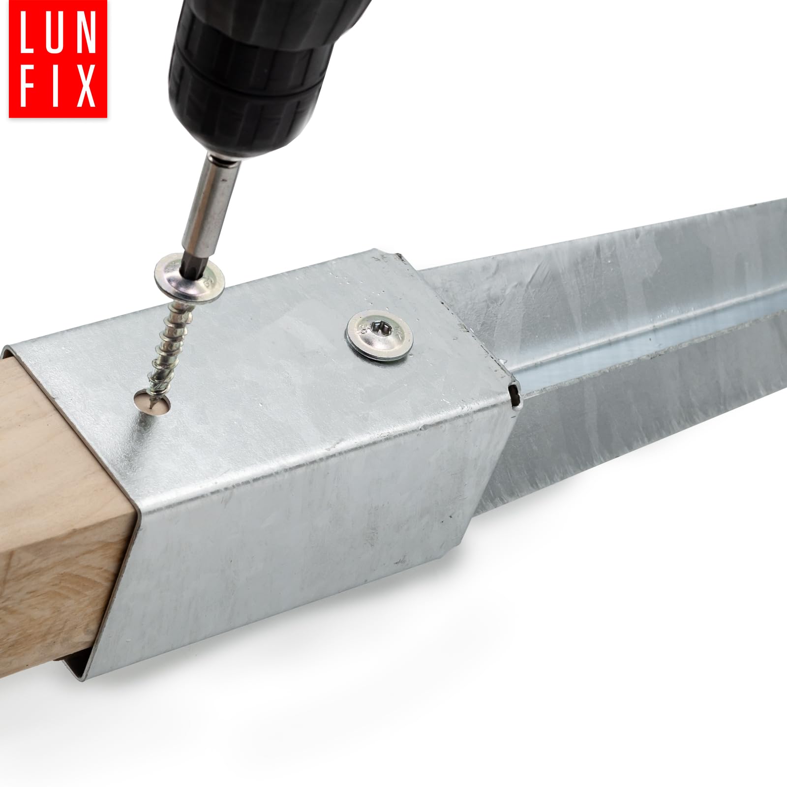 Einschlag-Bodenhülse 100x100mm, SET Aus 4 Stück Für Holzpfosten 4-Kant, Feuerverzinkt 1,8 mm Materialstärke, Für Zäune & Gartenprojekte, Gesamtlänge 750 mm