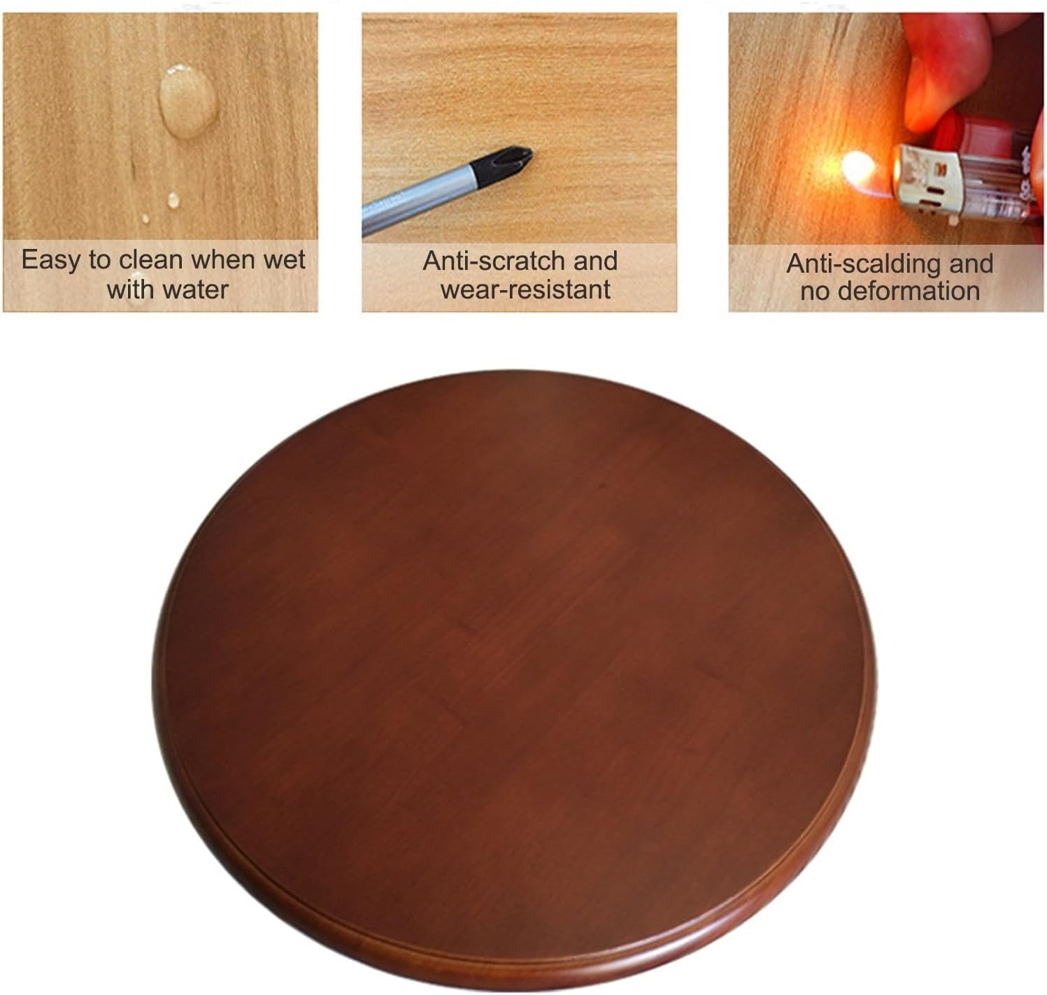 Wooden Dining Table Turntable, 35.4" Round Lazy Susan Turntable Silent Smooth, Easy to Clean for Dining Table Kitchen (90cm/35.4in)