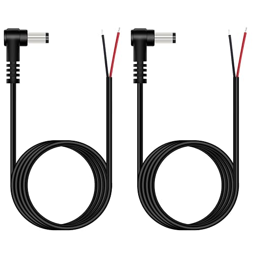 Fancasee (2 unidades de 6 pies) de repuesto de 0.217 in x 0.098 in, 90 grados en ángulo recto, alimentación CC, enchufe macho a cable desnudo, cable