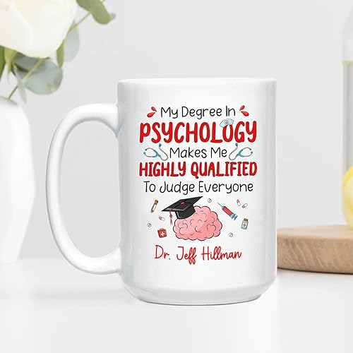 Miniatura 4 de Taza de café personalizada, regalo para graduación de psicólogo, My Degree in Psychology Makes Me Hight Qualified To Judge Everyther, taza de café