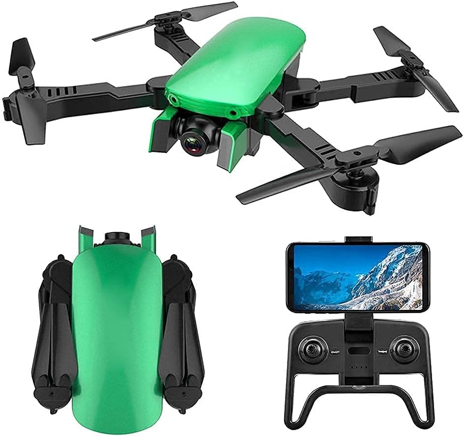 Drone with Camera GPS Drone for Adults with 4K Camera 5G FPV Live Video for Beginners Foldable RC Quadcopter with Auto Return Home Follow Me Dual Cameras 2 Batteries Includes Carrying C (Green)