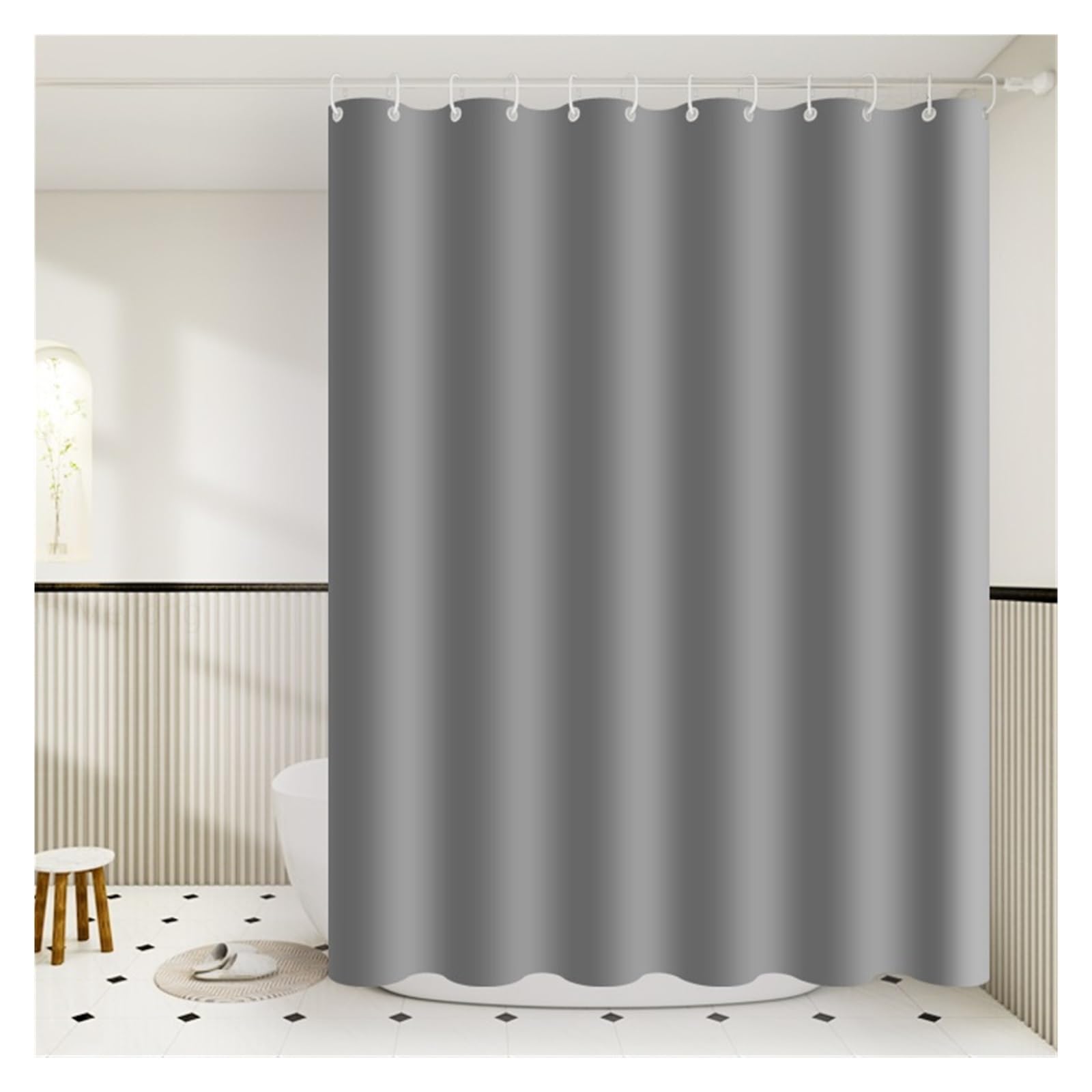 PIGENEQW Shower Liner Cloth Waterproof Pure Gray Shower Bathroom Partition Curtain for Decoration(180x200cm)