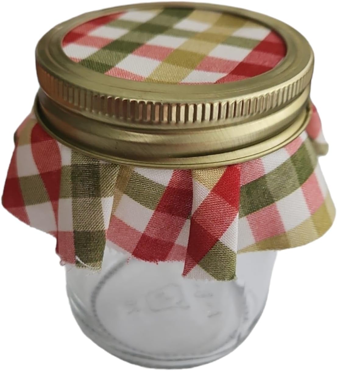 Nakpunar 12 pcs Fabric Jar Covers with Ties (Yellow and White Gingham, 6" straight sided)