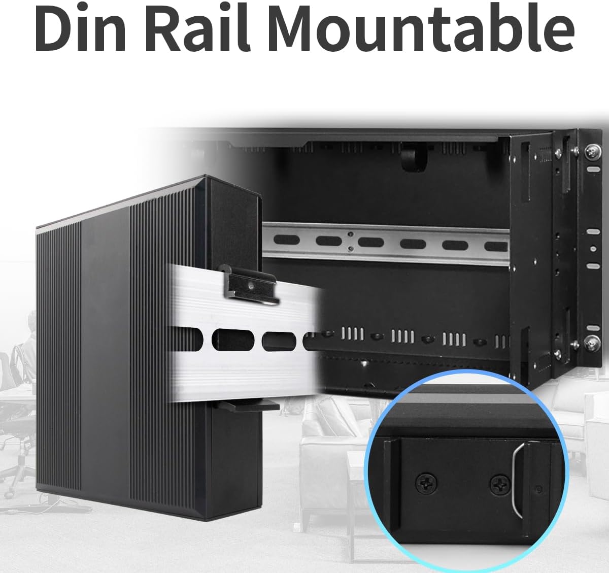 Gigabit Switch 4 Ports Industrial Ethernet Converter DIN-Rail IP40 Rated Network Switch with Mini Size for Security Camera