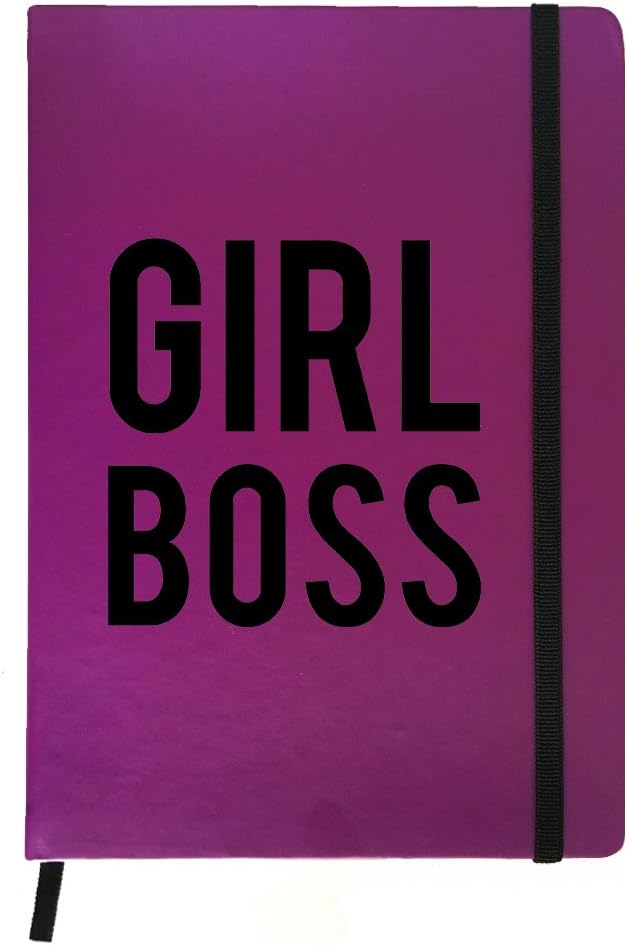 Hamee Premium Notebook Purple Leather Hardbound Cover Classic Notebook / Diary / Organiser / Planner A5 Size Insta Note 2017 " Girl Boss "