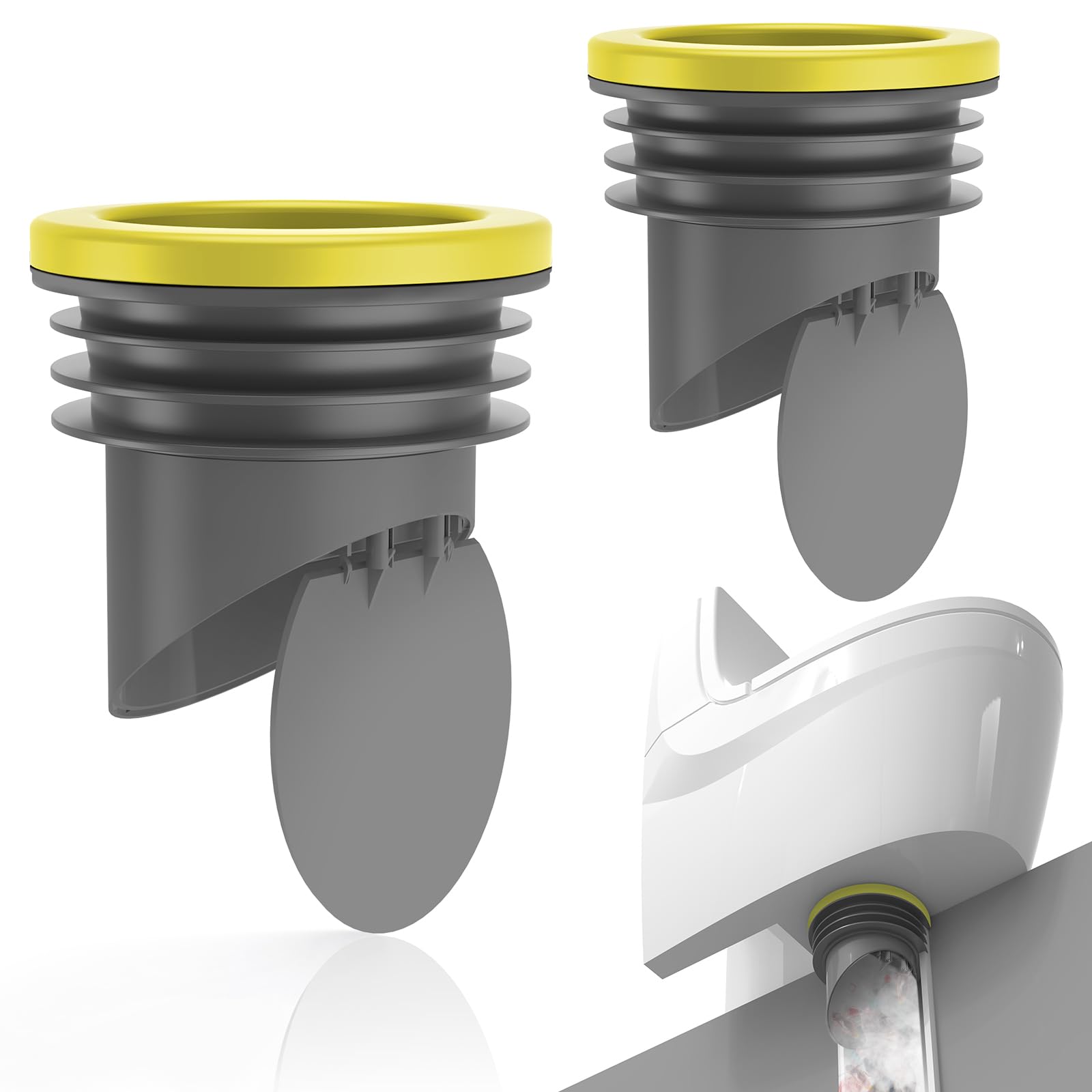 Photo 1 of 2pcs Toilet Flanges Wax Rings with Prevent Backflow Valve, Thick Wax Bowl Ring Fits 3.2-4 inch Waste Lines, Toilet Wax Ring Replacement Kit for Toilet Gas Odor and Watertight Sealing (Yellow)